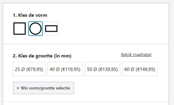 kies de vorm en grootte van jouw brandstempel voor op hout met eigen logo